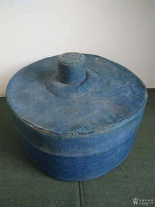 清代蓝色布官帽盒 官府用品与民俗收藏品的双重价值